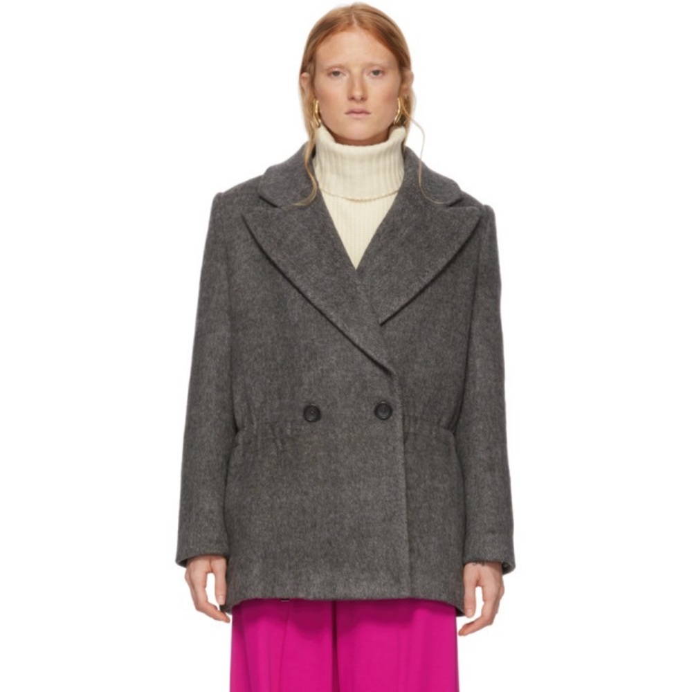 Tibi Grey Wool & Alpaca Plush Coat size XS pockets oversized classic